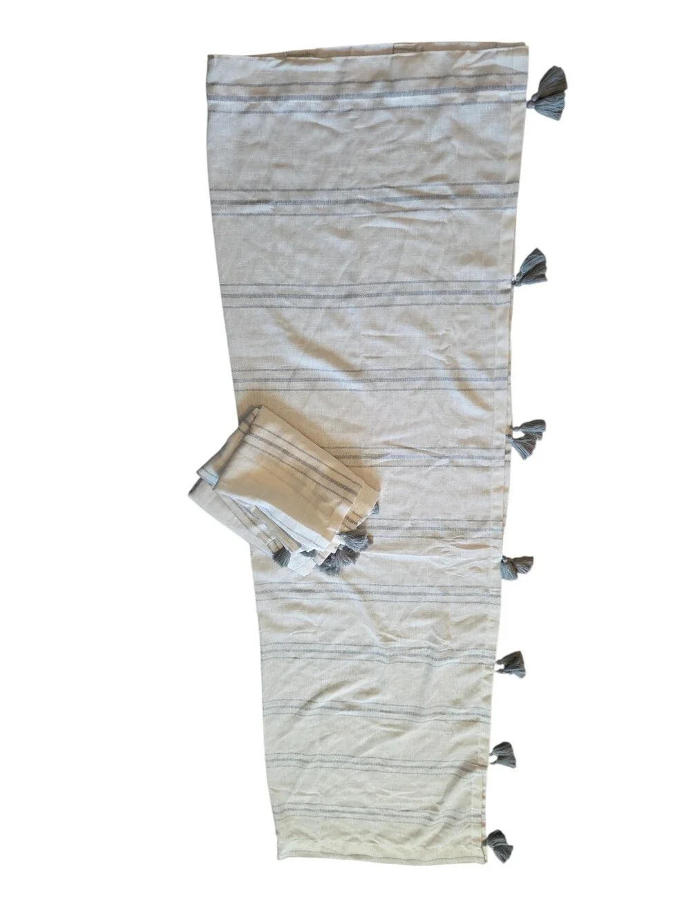 Better Homes & Gardens Set Of 2 Neutral Striped Tassel Curtains 50